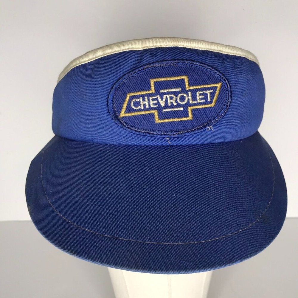 Vintage Chevrolet Patch Dorfman-Pacific Co Blue Visor Distressed Hat